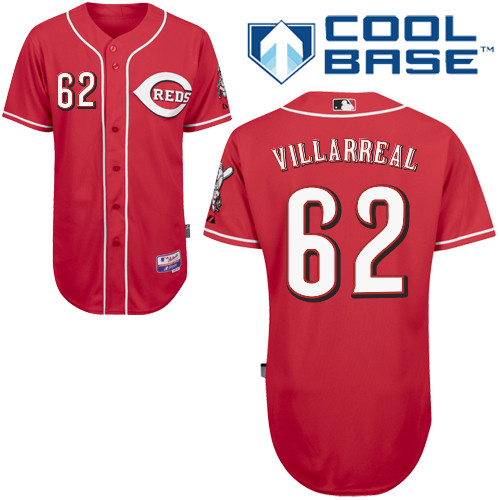 Pedro Villarreal #62 MLB Jersey-Cincinnati Reds Men's Authentic Alternate Red Cool Base Baseball Jersey